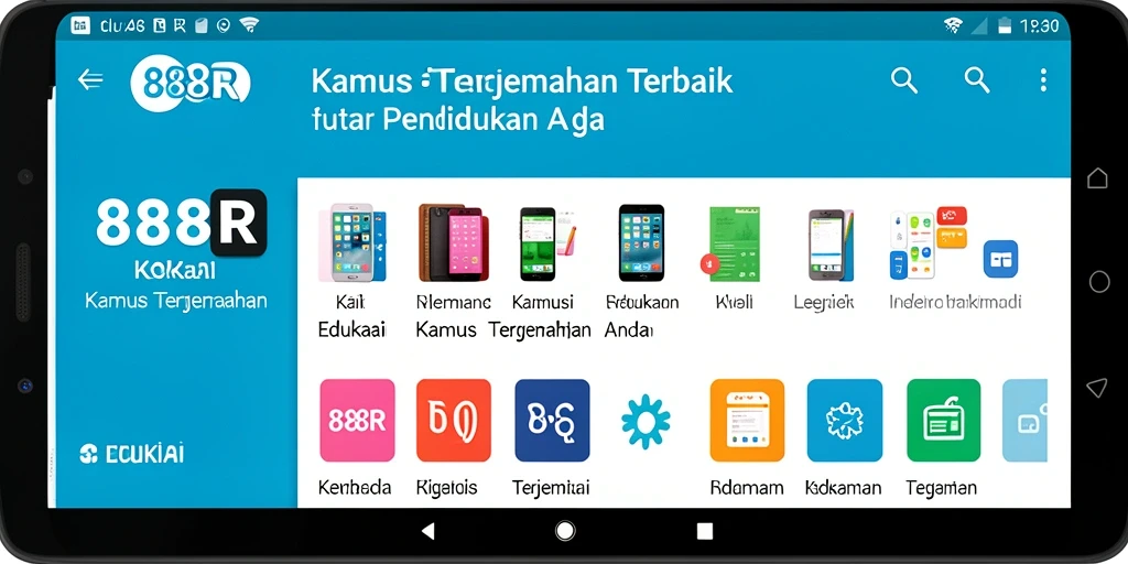 Tampilan antarmuka utama aplikasi Kamus Terjemahan 888R yang sederhana.