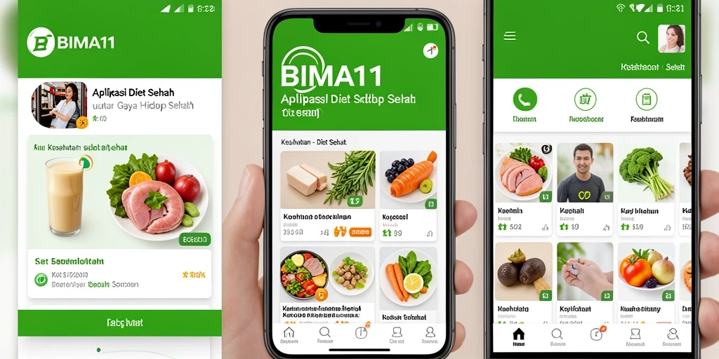 Antarmuka BIMA11 menampilkan fitur pencatatan diet yang mudah digunakan.
