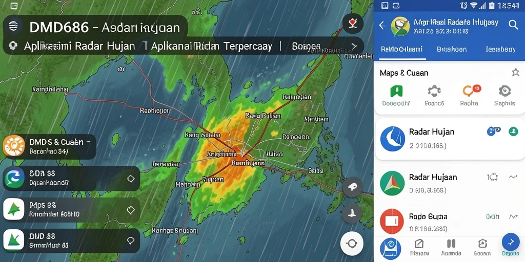 Tampilan antarmuka DMD686 menampilkan data radar hujan yang akurat.