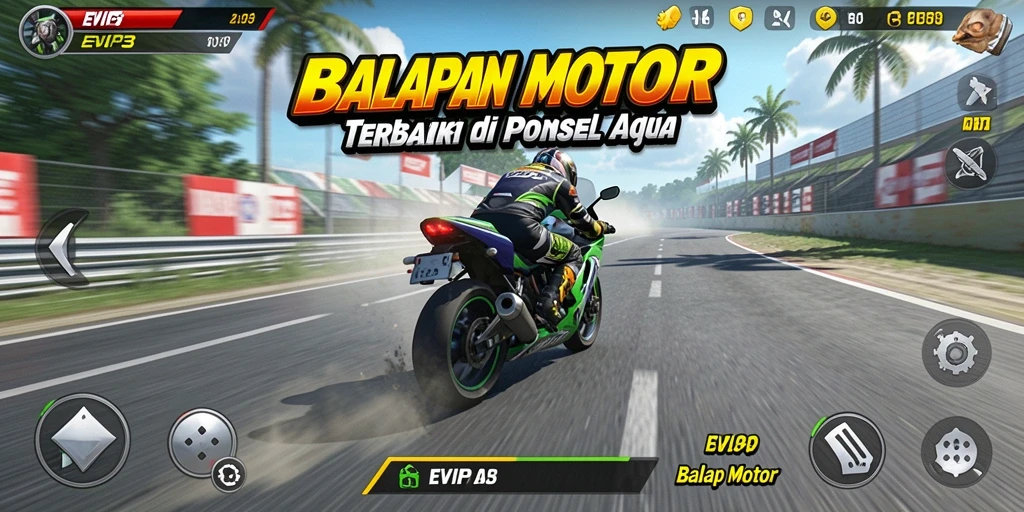 Antarmuka balap motor yang menarik dan dinamis.