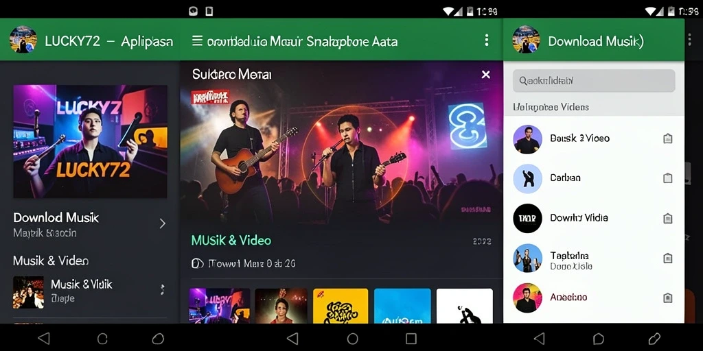 Antarmuka aplikasi LUCKY72 untuk Download Musik yang user-friendly.
